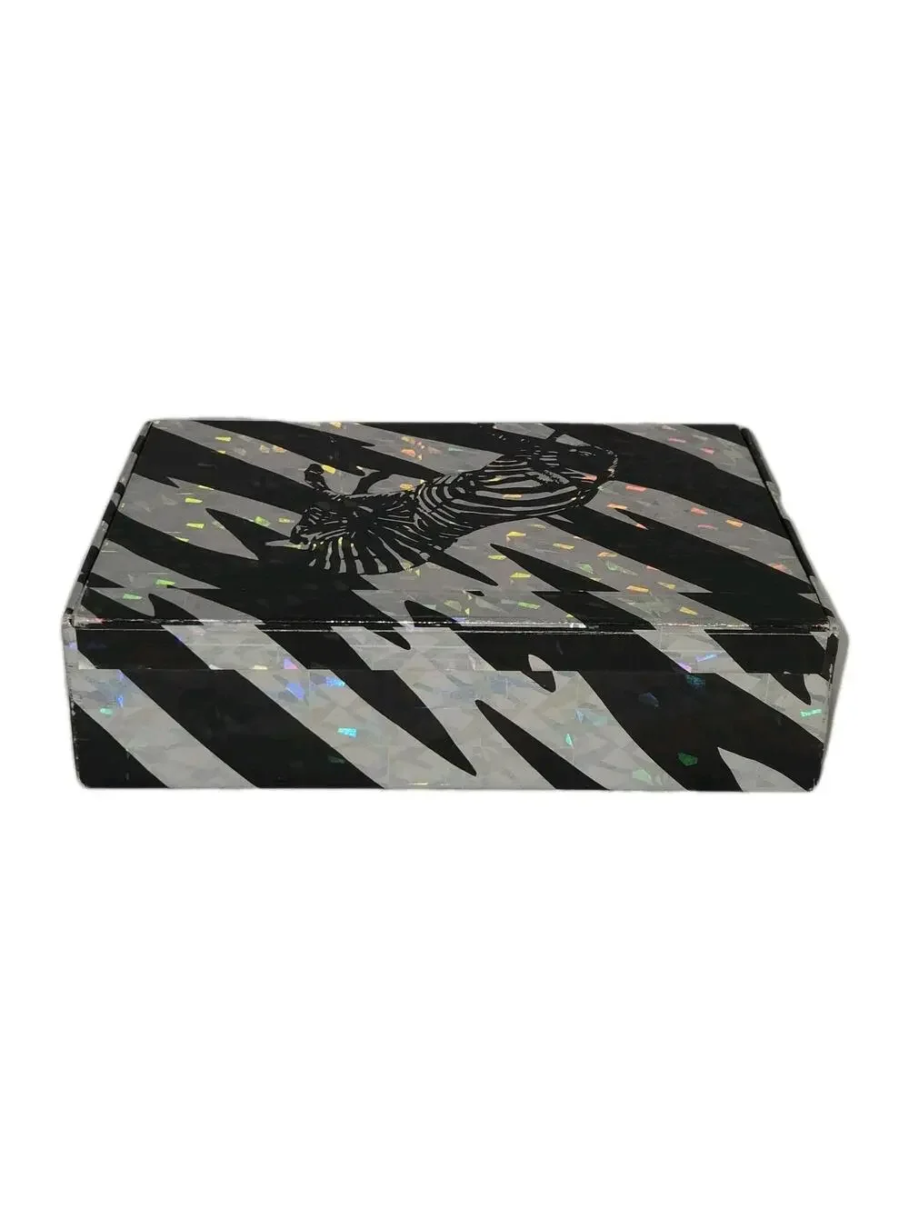 Vintage School Pencil Box Zebra Cracked Ice Made in USA General Box Company, EUC